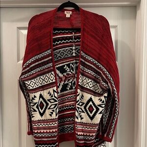 Mossimo Supply Co. Red and Black Geometric Cardigan Medium
